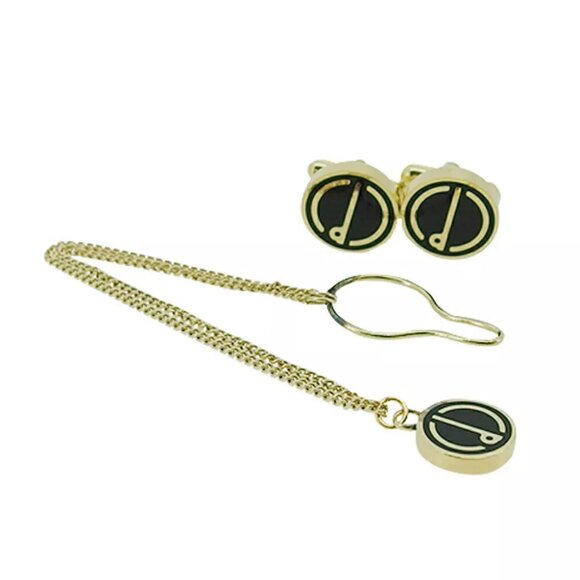 Dunhill Cufflinks 2 Item Set Gold Bracket Authentic USED